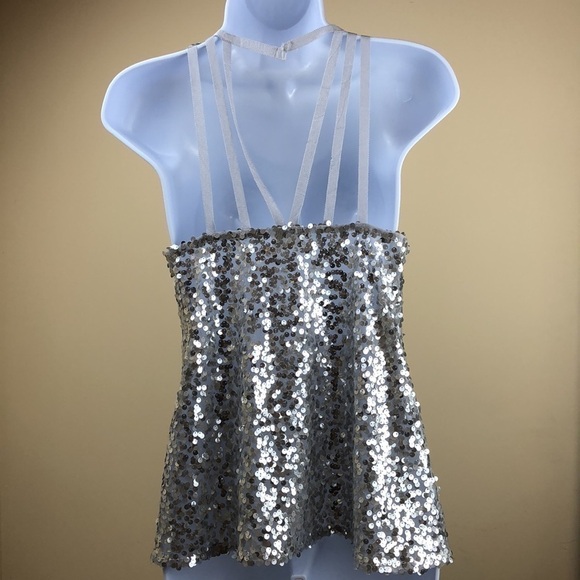 Free People Silver Sequence top - Picture 2 of 4